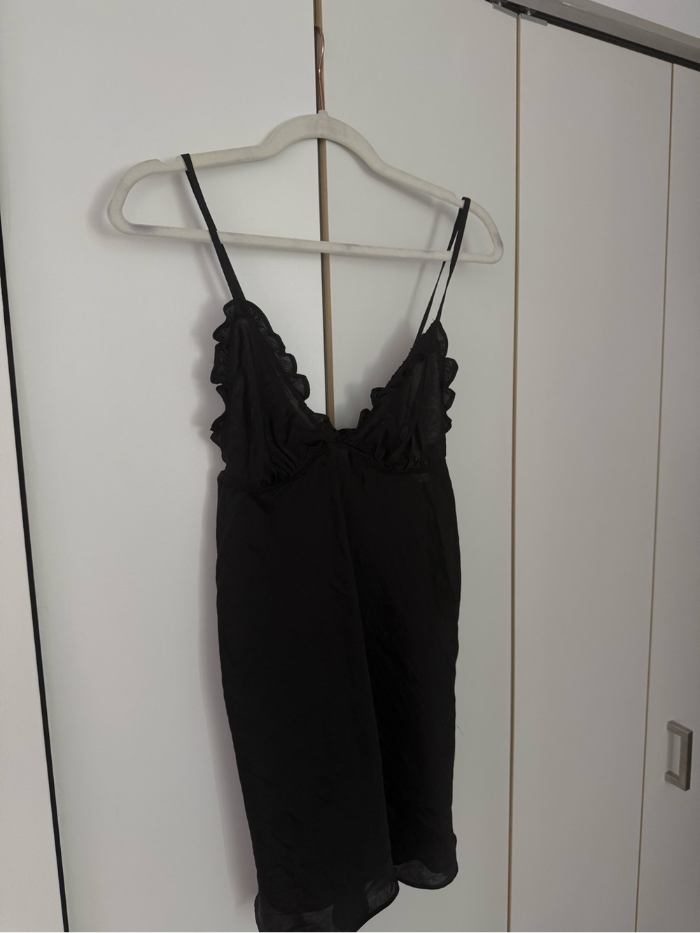 Flora Nikrooz Black Lace-Edge Satin Chemise